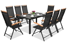 Mobiliario de jardín de aluminio polywood Verona Wood para 8 personas Garden Point negro