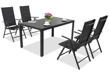 Mobiliario de jardín de aluminio polywood Verona para 4 personas Garden Point negro