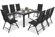 Mobiliario de jardín de aluminio polywood Verona para 8 personas Garden Point negro