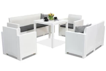 Mueble jardín poliratán Nebraska Dallas Apetito 7 blanco Bica