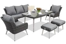 Muebles de jardín Bilbao Apetito 5 + 2 pufs Garden Point antracita