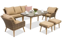 Muebles de jardín Bilbao Apetito 5 + 2 pufs Garden Point marrón