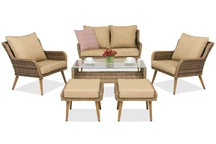 Muebles de jardín Bilbao Coffee 4  + 2 pufs Garden Point marrón