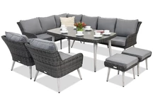 Muebles de jardín Bilbao Comida 7 + 2 pufs Garden Point antracite