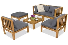 Muebles de jardín Brunei Coffee 4 + puff Garden Point acacia