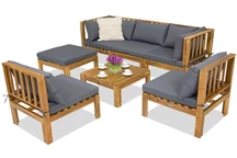 Muebles de jardín Brunei Coffee 5 + puff acacia Garden Point