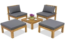 Muebles de jardín Brunei Terrace + 2 puffs acacia Garden Point