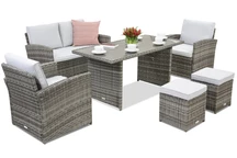 Muebles de jardín Monaco Apetito 4 + 2 pufs Garden Point gris