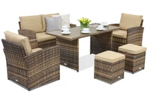 Muebles de jardín Monaco Apetito 4 + 2 pufs Garden Point marrón
