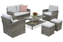 Muebles de jardín Monaco Coffee 4 + 2 pufs Garden Point gris