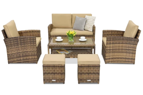 Muebles de jardín Monaco Coffee 4 + 2 pufs Garden Point marrón