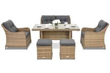 Muebles de jardín Toledo Apetito 4 con 2 puff Garden Point capuchino