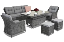 Muebles de jardín Toledo Apetito 5 Lift en technorattan con 2 pufs Garden Point antracita