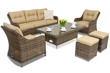 Muebles de jardín Toledo Apetito 5 Lift en technorattan con 2 pufs Garden Point marrón