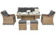 Muebles de jardín Toledo Apetito 5 en technorattan con 2 puff capuchino Garden Point