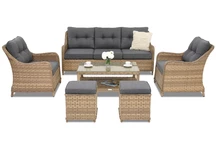 Muebles de jardín Toledo Coffee 5 con 2 puff Garden Point capuchino