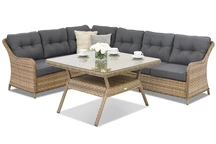 Muebles de jardín Toledo Comida 5 Angular en technorattan Garden Point capuchino