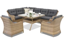 Muebles de jardín Toledo Comida 7 Angular en technorattan Garden Point capuchino