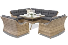 Muebles de jardín Toledo Comida 9 Angular en technorattan Garden Point capuchino