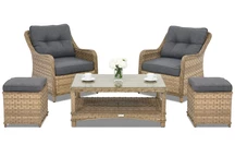 Muebles de jardín Toledo Terrace en technorattan con 2 puff capuchino Garden Point