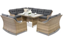 Muebles de jardín con sofá esquinero Toledo Comida 9 Garden Point capuchino