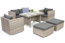 Muebles de jardín de ratán sintético Roma Apetito 4 + 2 pufs Garden Point gris