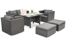 Muebles de jardín en ratán Roma Apetito 4 + 2 pufs Garden Point negro