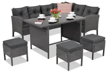 Exclusivo conjunto de muebles de ratán artificial con rinconera Bari Garden Point antracita