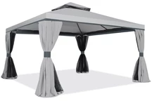 Pabellón de jardín con mosquitera y cortinas Walencja 4 x 4 m gris Garden Point