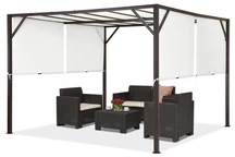  Pérgola de terraza metálica marrón y blanca Santorini 3 x 3 m Garden Point