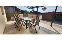 Muebles de comedor de acero Modena/Rosario para 8 plazas con mesa grande 200 cm Garden Point marrón