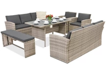 Marseille Apetito 10 Garden Point muebles de jardín de ratán gris