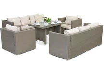Muebles de ratán para jardín Roma Apetito 8 Garden Point gris claro