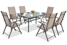 Muebles de comedor de acero Módena/Rosario para 6 plazas Garden Point marrón