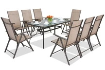 Muebles de comedor de acero Módena/Rosario para 8 plazas Garden Point marrón