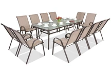 Muebles de comedor de acero Módena para 12 plazas con mesa grande Garden Point marrón