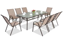 Muebles de comedor de acero Módena para 8 plazas con mesa grande Garden Point marrón