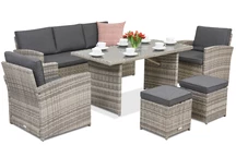 Muebles de jardín Monaco Apetito 5 con pufs Garden Point gris claro