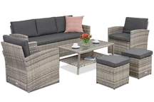 Muebles de jardín Monaco Coffee 5 + 2 pufs Garden Point gris claro