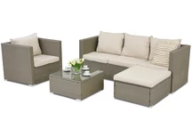 Muebles de jardín Roma Corner 5 en technorattan Garden Point gris claro