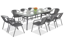 Muebles de jardín de metal Módena/Bérgamo para 10 plazas con mesa grande Garden Point antracita