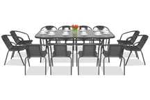 Muebles de jardín de metal Módena/Bérgamo para 12 plazas con mesa grande Garden Point antracita