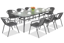 Muebles de jardín de metal Módena/Bérgamo para 8 plazas con mesa grande Garden Point antracita