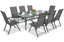 Muebles de jardín de metal Módena/Rosario para 8 plazas con mesa grande 200 cm Garden Point antracita