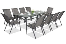 Muebles de jardín de metal Módena para 10 plazas con mesa grande Garden Point gris