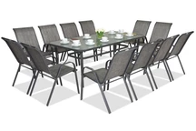 Muebles de jardín de metal Módena para 12 plazas con mesa grande Garden Point gris