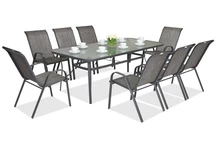 Muebles de jardín de metal Módena para 8 plazas con mesa grande Garden Point gris