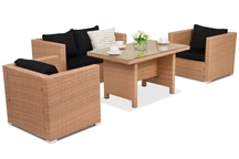 Muebles de jardín de ratán sintético Roma Apetito 4 Garden Point miel