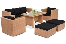 Muebles de jardín de ratán sintético Roma Apetito 5 + 2 puff Garden Point miel