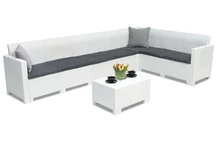 Rincón de technorattan con mesa Nebraska Corner Max 7 blanco Bica
